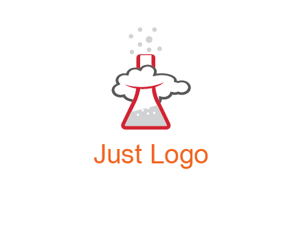 cloud around chemical flask research logo