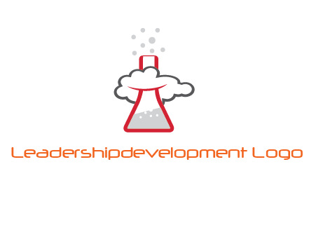 cloud around chemical flask research logo