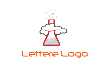 cloud around chemical flask research logo