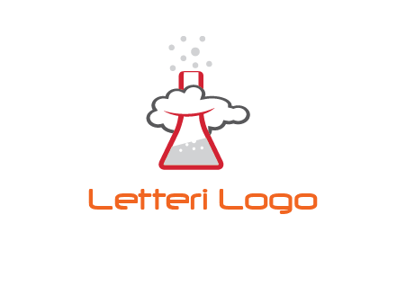 cloud around chemical flask research logo