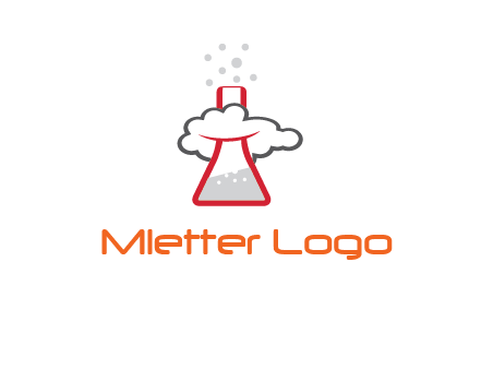 cloud around chemical flask research logo