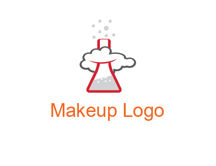 cloud around chemical flask research logo