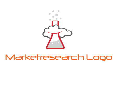 cloud around chemical flask research logo