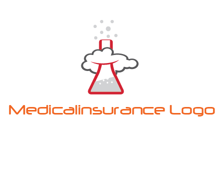 cloud around chemical flask research logo