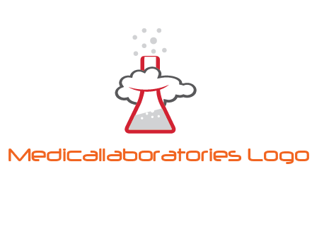 cloud around chemical flask research logo