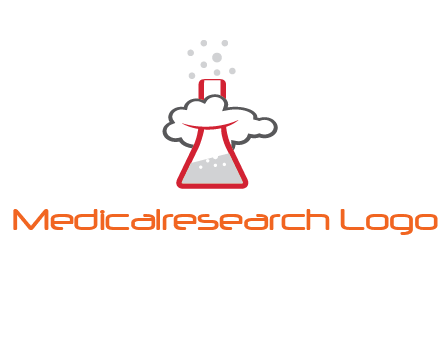 cloud around chemical flask research logo