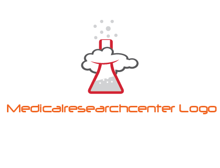 cloud around chemical flask research logo