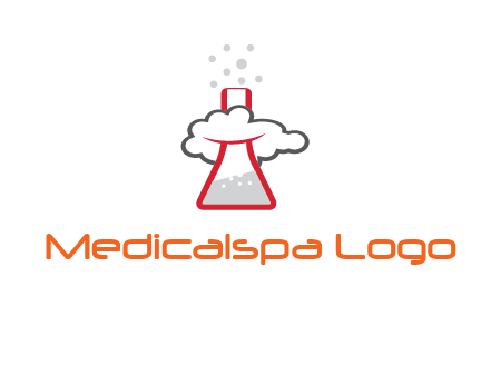 cloud around chemical flask research logo