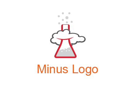 cloud around chemical flask research logo