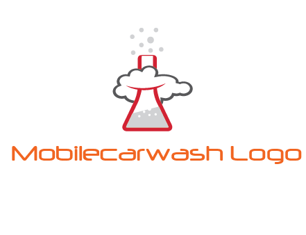 cloud around chemical flask research logo