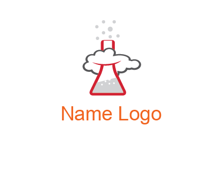 cloud around chemical flask research logo