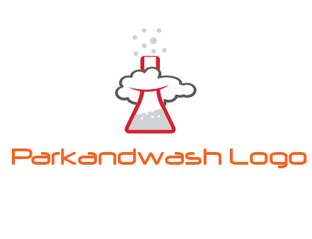 cloud around chemical flask research logo