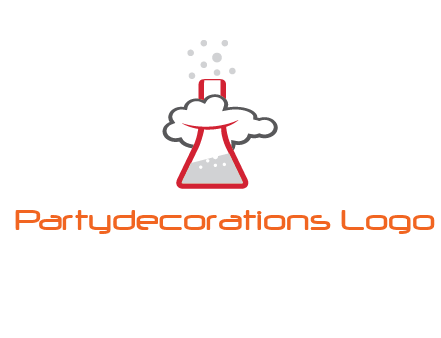cloud around chemical flask research logo