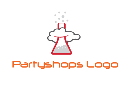 cloud around chemical flask research logo