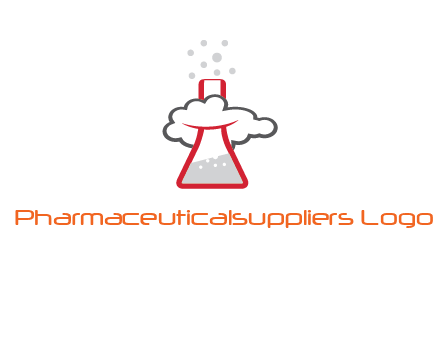 cloud around chemical flask research logo