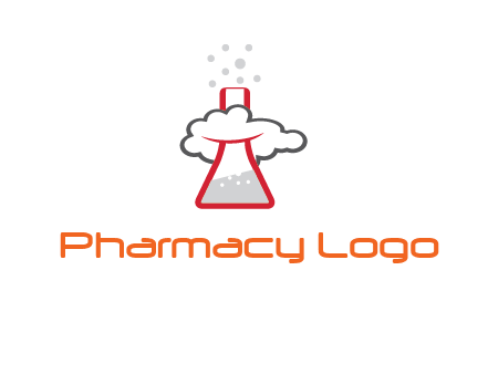 cloud around chemical flask research logo