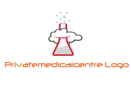 cloud around chemical flask research logo