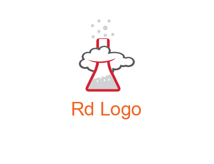 cloud around chemical flask research logo