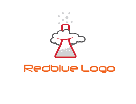 cloud around chemical flask research logo