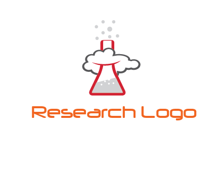 cloud around chemical flask research logo