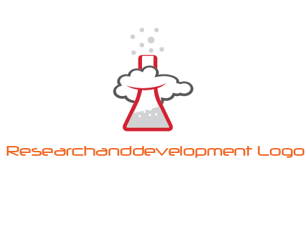 cloud around chemical flask research logo