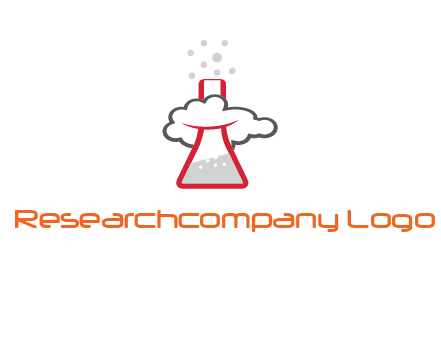 cloud around chemical flask research logo