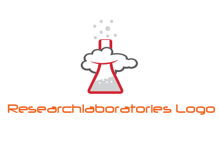 cloud around chemical flask research logo