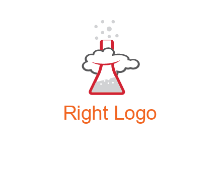 cloud around chemical flask research logo