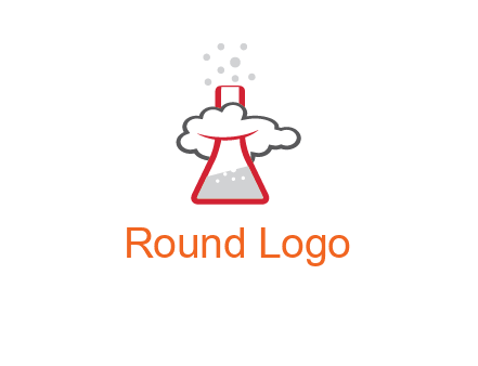cloud around chemical flask research logo