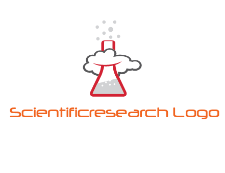 cloud around chemical flask research logo