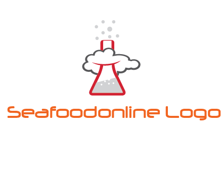 cloud around chemical flask research logo