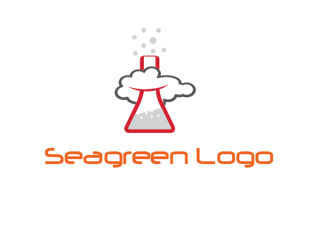 cloud around chemical flask research logo