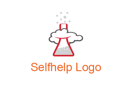 cloud around chemical flask research logo