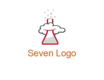 cloud around chemical flask research logo