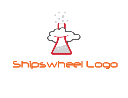 cloud around chemical flask research logo