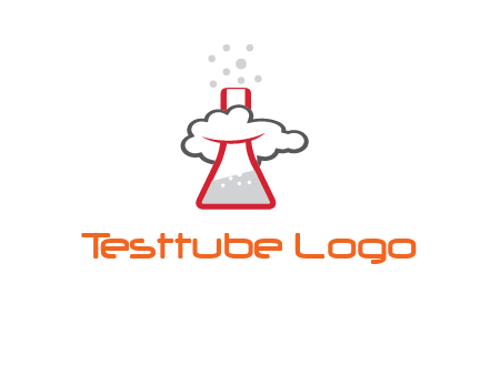 cloud around chemical flask research logo