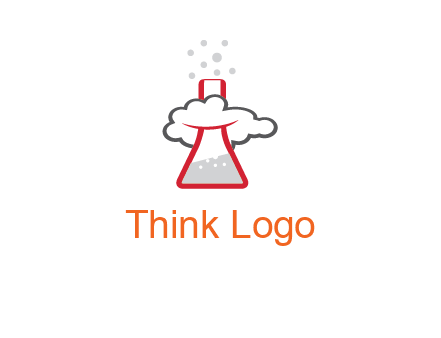 cloud around chemical flask research logo