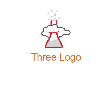 cloud around chemical flask research logo