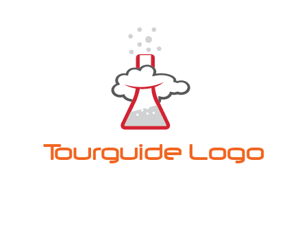 cloud around chemical flask research logo