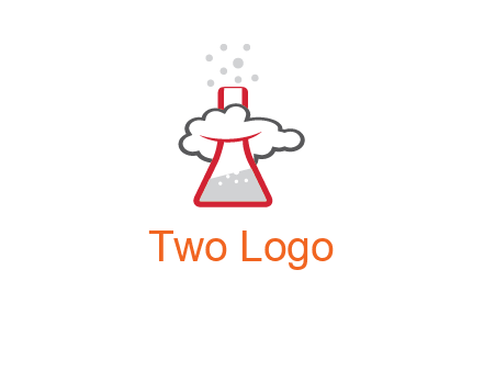 cloud around chemical flask research logo