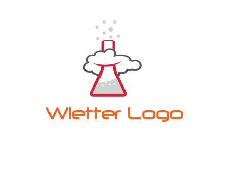 cloud around chemical flask research logo