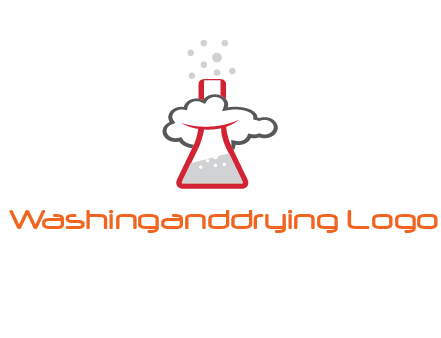 cloud around chemical flask research logo