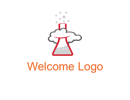 cloud around chemical flask research logo