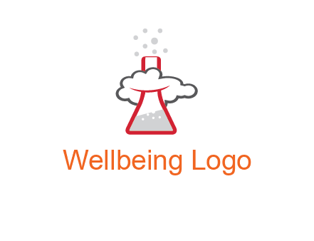 cloud around chemical flask research logo