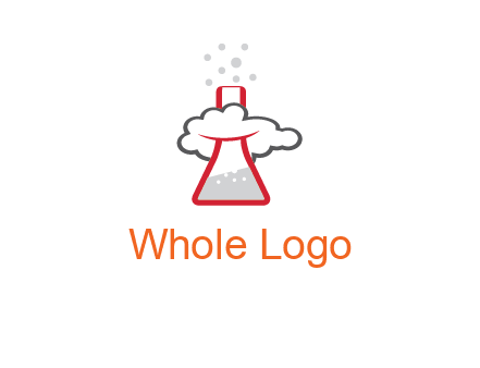 cloud around chemical flask research logo