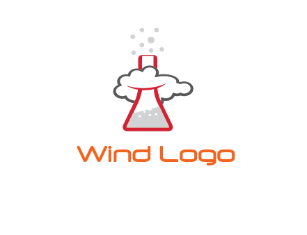 cloud around chemical flask research logo