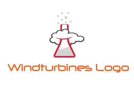 cloud around chemical flask research logo