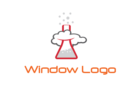 cloud around chemical flask research logo