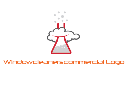 cloud around chemical flask research logo