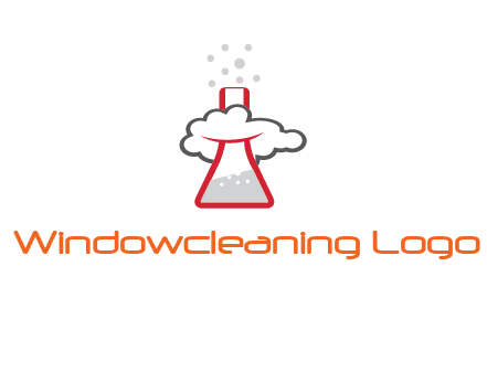 cloud around chemical flask research logo